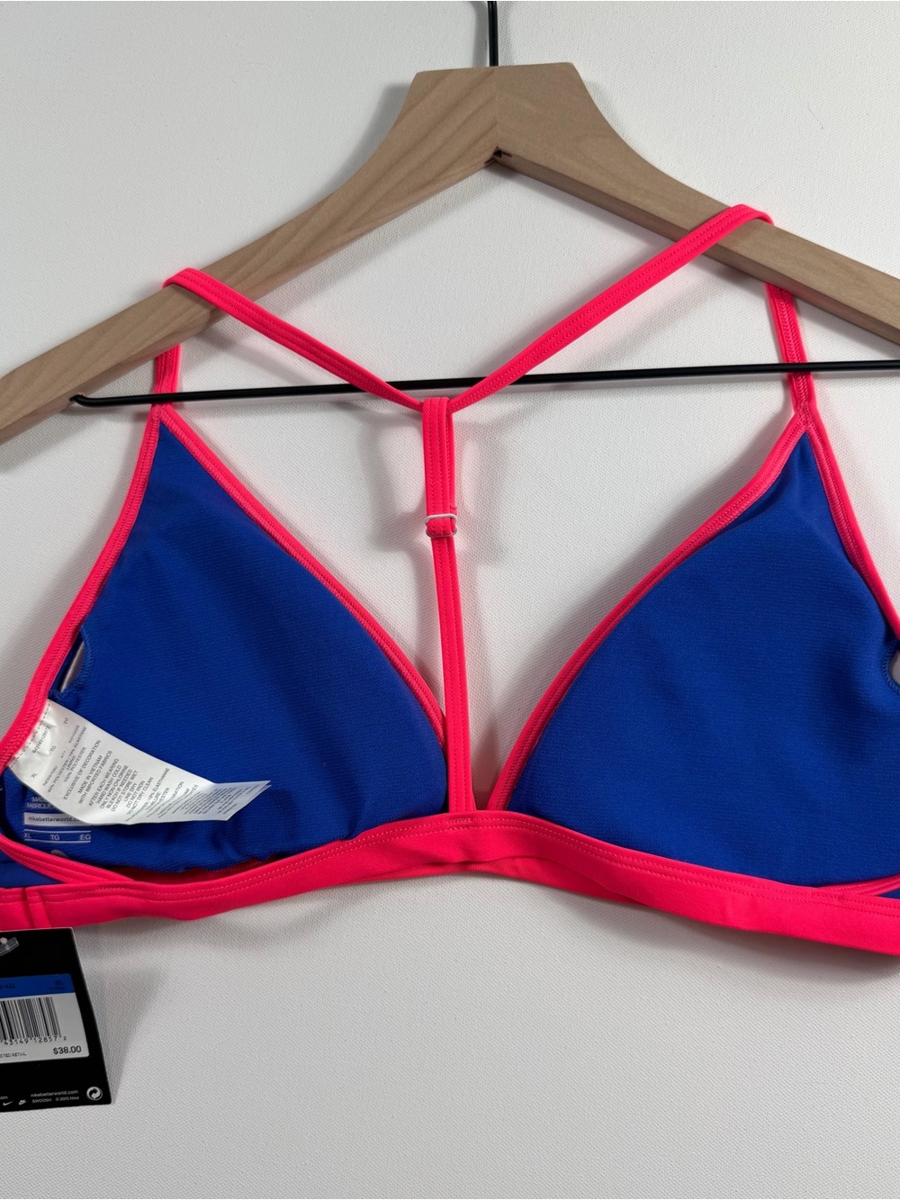 Nike NWT Royal Blue Neon Pink Triangle Bikini Top XL Beach Resort Activewear - Picture 3 of 7